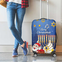 Merry Chrismukkah Luggage Cover Hanukkah Memorah Mix Poinsettia - Wonder Print Shop