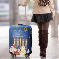 Merry Chrismukkah Luggage Cover Hanukkah Memorah Mix Poinsettia - Wonder Print Shop