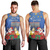 Personalised Merry Chrismukkah Men Tank Top Hanukkah Memorah Mix Poinsettia - Wonder Print Shop