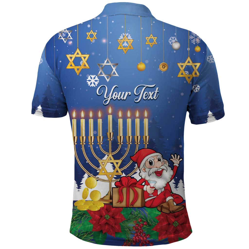 Personalised Merry Chrismukkah Polo Shirt Hanukkah Memorah Mix Poinsettia - Wonder Print Shop