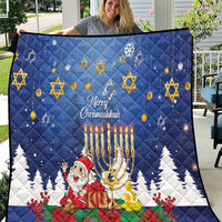 Merry Chrismukkah Quilt Hanukkah Memorah Mix Poinsettia - Wonder Print Shop