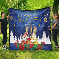 Merry Chrismukkah Quilt Hanukkah Memorah Mix Poinsettia - Wonder Print Shop