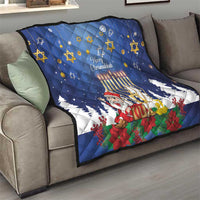 Merry Chrismukkah Quilt Hanukkah Memorah Mix Poinsettia - Wonder Print Shop