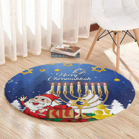 Merry Chrismukkah Round Carpet Hanukkah Memorah Mix Poinsettia