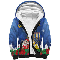 Personalised Merry Chrismukkah Sherpa Hoodie Hanukkah Memorah Mix Poinsettia - Wonder Print Shop