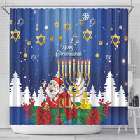 Merry Chrismukkah Shower Curtain Hanukkah Memorah Mix Poinsettia