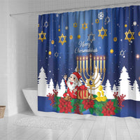 Merry Chrismukkah Shower Curtain Hanukkah Memorah Mix Poinsettia