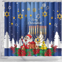 Merry Chrismukkah Shower Curtain Hanukkah Memorah Mix Poinsettia