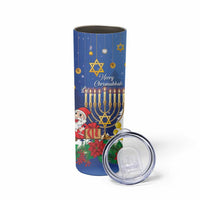 Personalised Merry Chrismukkah Skinny Tumbler Hanukkah Memorah Mix Poinsettia - Wonder Print Shop
