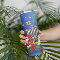 Personalised Merry Chrismukkah Skinny Tumbler Hanukkah Memorah Mix Poinsettia - Wonder Print Shop