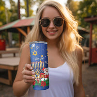 Personalised Merry Chrismukkah Skinny Tumbler Hanukkah Memorah Mix Poinsettia - Wonder Print Shop