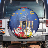Merry Chrismukkah Spare Tire Cover Hanukkah Memorah Mix Poinsettia - Wonder Print Shop