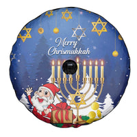 Merry Chrismukkah Spare Tire Cover Hanukkah Memorah Mix Poinsettia - Wonder Print Shop