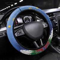 Merry Chrismukkah Steering Wheel Cover Hanukkah Memorah Mix Poinsettia - Wonder Print Shop