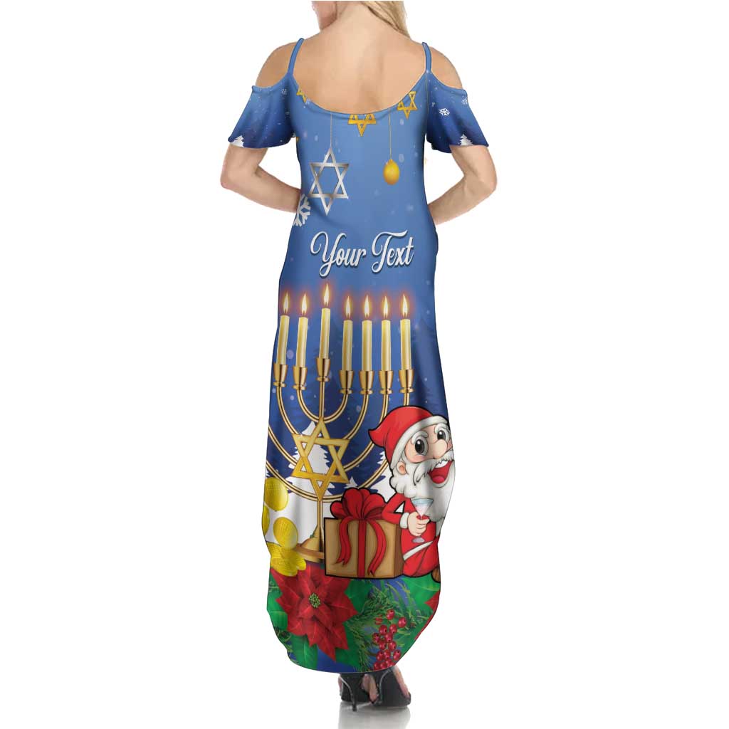 Personalised Merry Chrismukkah Summer Maxi Dress Hanukkah Memorah Mix Poinsettia - Wonder Print Shop