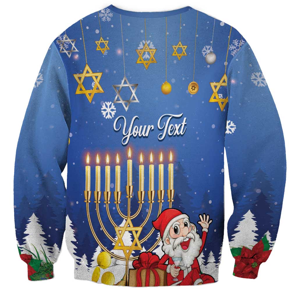 Personalised Merry Chrismukkah Sweatshirt Hanukkah Memorah Mix Poinsettia - Wonder Print Shop