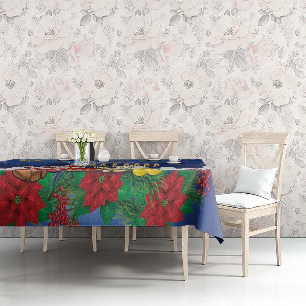 Merry Chrismukkah Tablecloth Hanukkah Memorah Mix Poinsettia - Wonder Print Shop