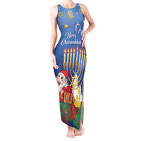 Personalised Merry Chrismukkah Tank Maxi Dress Hanukkah Memorah Mix Poinsettia - Wonder Print Shop