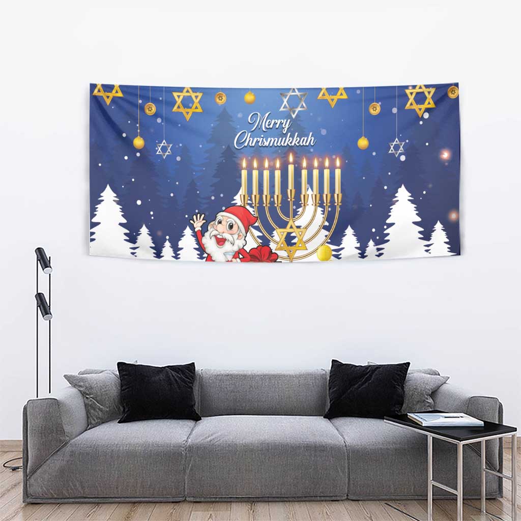 Merry Chrismukkah Tapestry Hanukkah Memorah Mix Poinsettia - Wonder Print Shop
