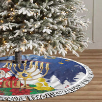 Personalised Merry Chrismukkah Tree Skirt Hanukkah Memorah Mix Poinsettia - Wonder Print Shop