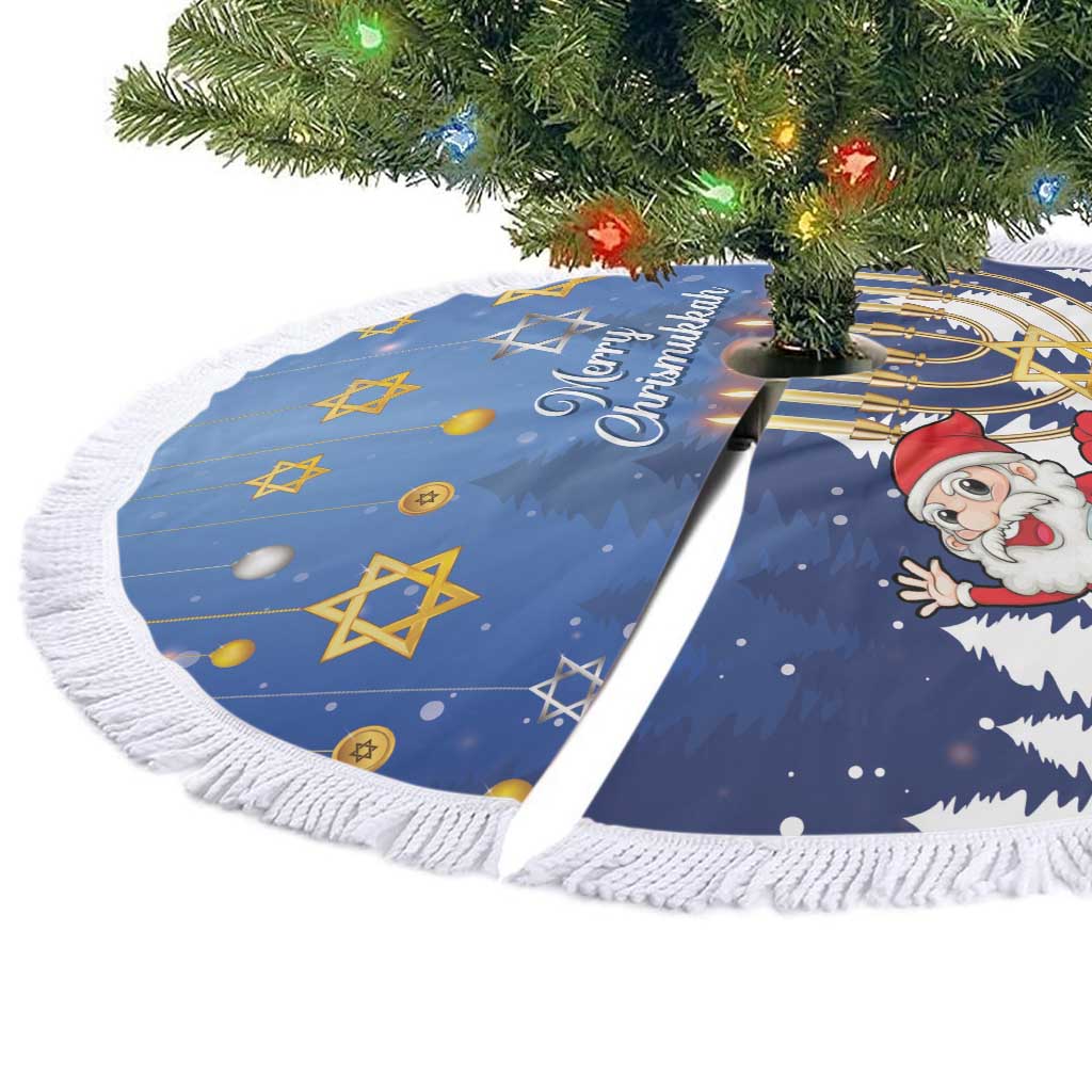 Personalised Merry Chrismukkah Tree Skirt Hanukkah Memorah Mix Poinsettia - Wonder Print Shop