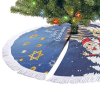 Personalised Merry Chrismukkah Tree Skirt Hanukkah Memorah Mix Poinsettia - Wonder Print Shop