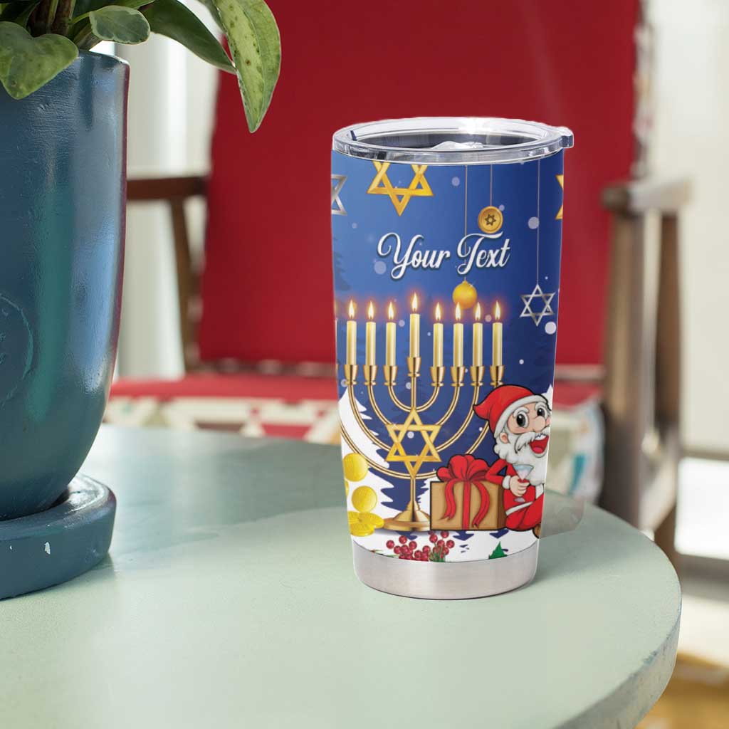 Personalised Merry Chrismukkah Tumbler Cup Hanukkah Memorah Mix Poinsettia - Wonder Print Shop