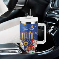 Personalised Merry Chrismukkah Tumbler With Handle Hanukkah Memorah Mix Poinsettia - Wonder Print Shop