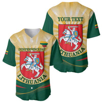 Personalised Lithuania Independence Day Baseball Jersey Coat Of Arms Proud - Wonder Print Shop