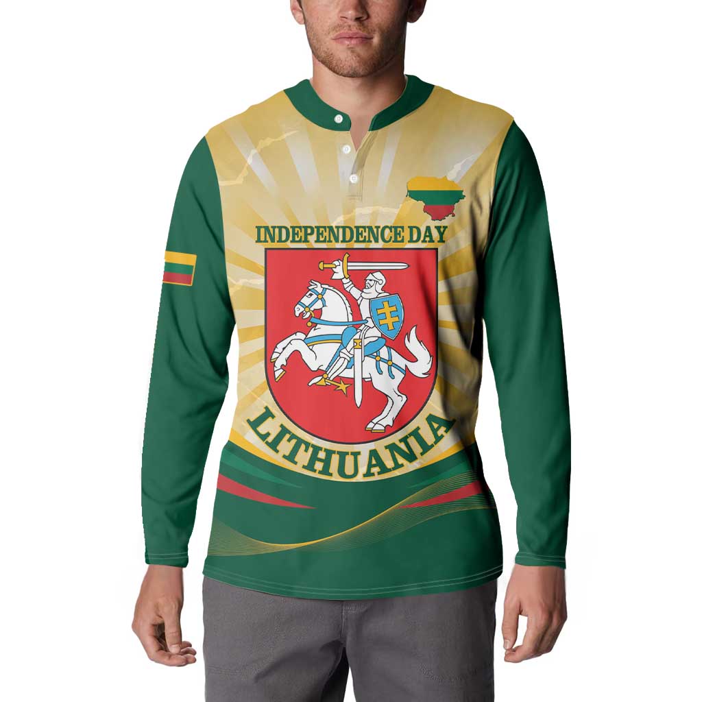 Personalised Lithuania Independence Day Button Sweatshirt Coat Of Arms Proud - Wonder Print Shop