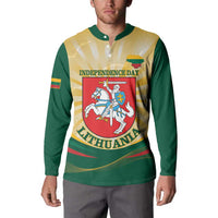 Personalised Lithuania Independence Day Button Sweatshirt Coat Of Arms Proud - Wonder Print Shop