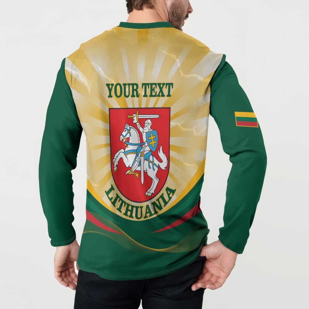 Personalised Lithuania Independence Day Button Sweatshirt Coat Of Arms Proud - Wonder Print Shop
