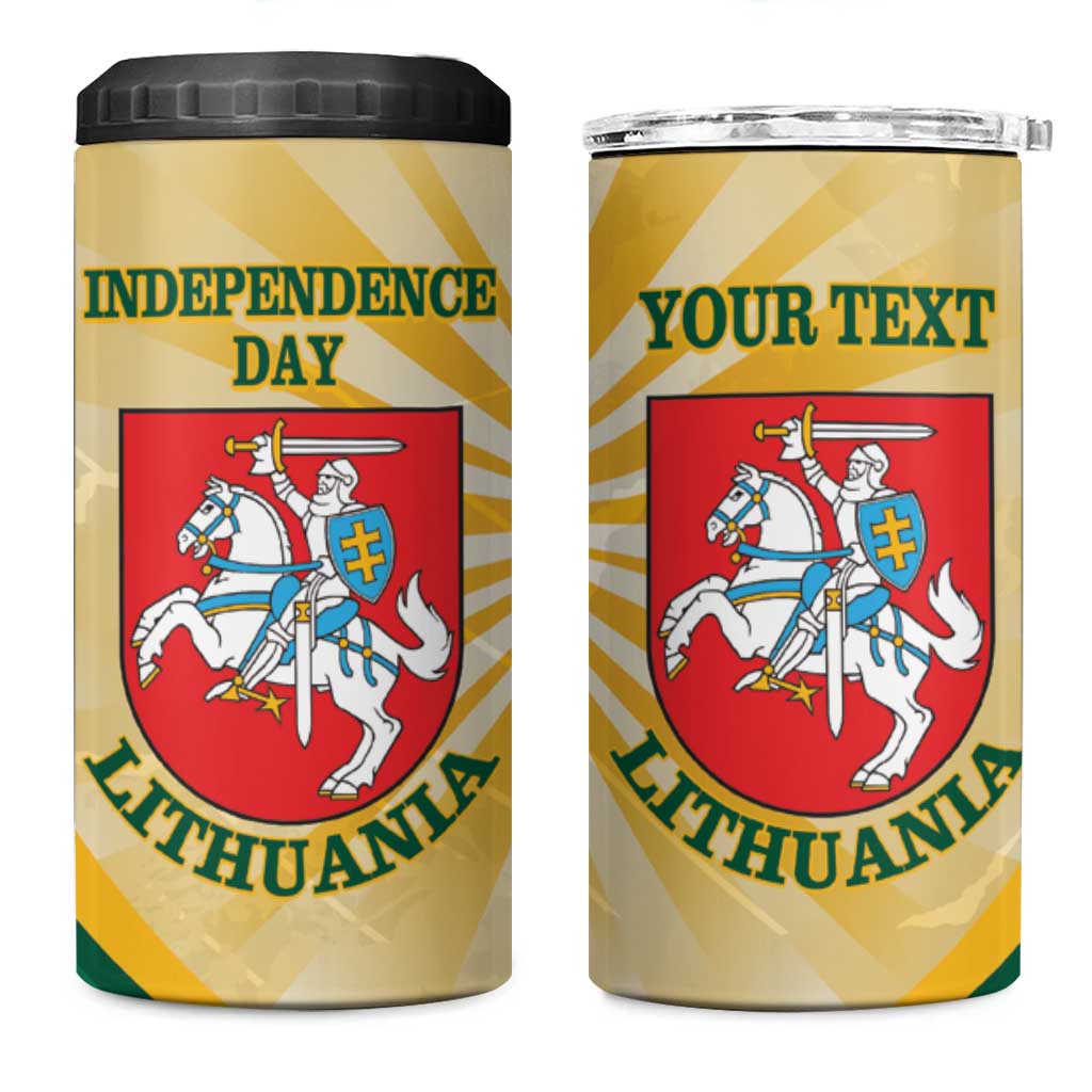 Personalised Lithuania Independence Day 4 in 1 Can Cooler Tumbler Coat Of Arms Proud - Wonder Print Shop