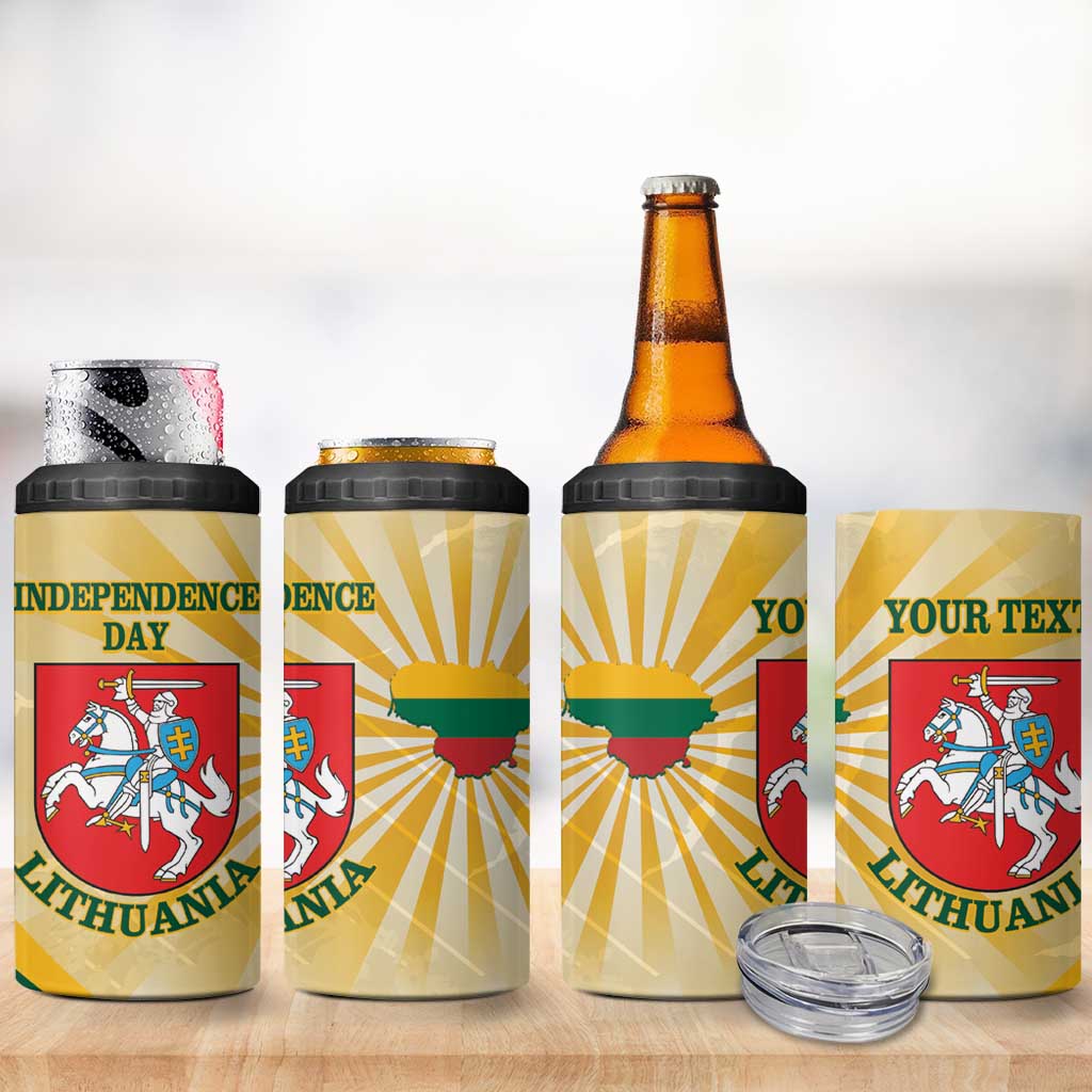 Personalised Lithuania Independence Day 4 in 1 Can Cooler Tumbler Coat Of Arms Proud - Wonder Print Shop