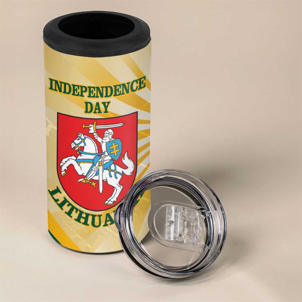 Personalised Lithuania Independence Day 4 in 1 Can Cooler Tumbler Coat Of Arms Proud - Wonder Print Shop