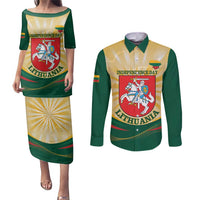 Personalised Lithuania Independence Day Couples Matching Puletasi and Long Sleeve Button Shirt Coat Of Arms Proud - Wonder Print Shop