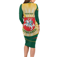Personalised Lithuania Independence Day Family Matching Long Sleeve Bodycon Dress and Hawaiian Shirt Coat Of Arms Proud - Wonder Print Shop