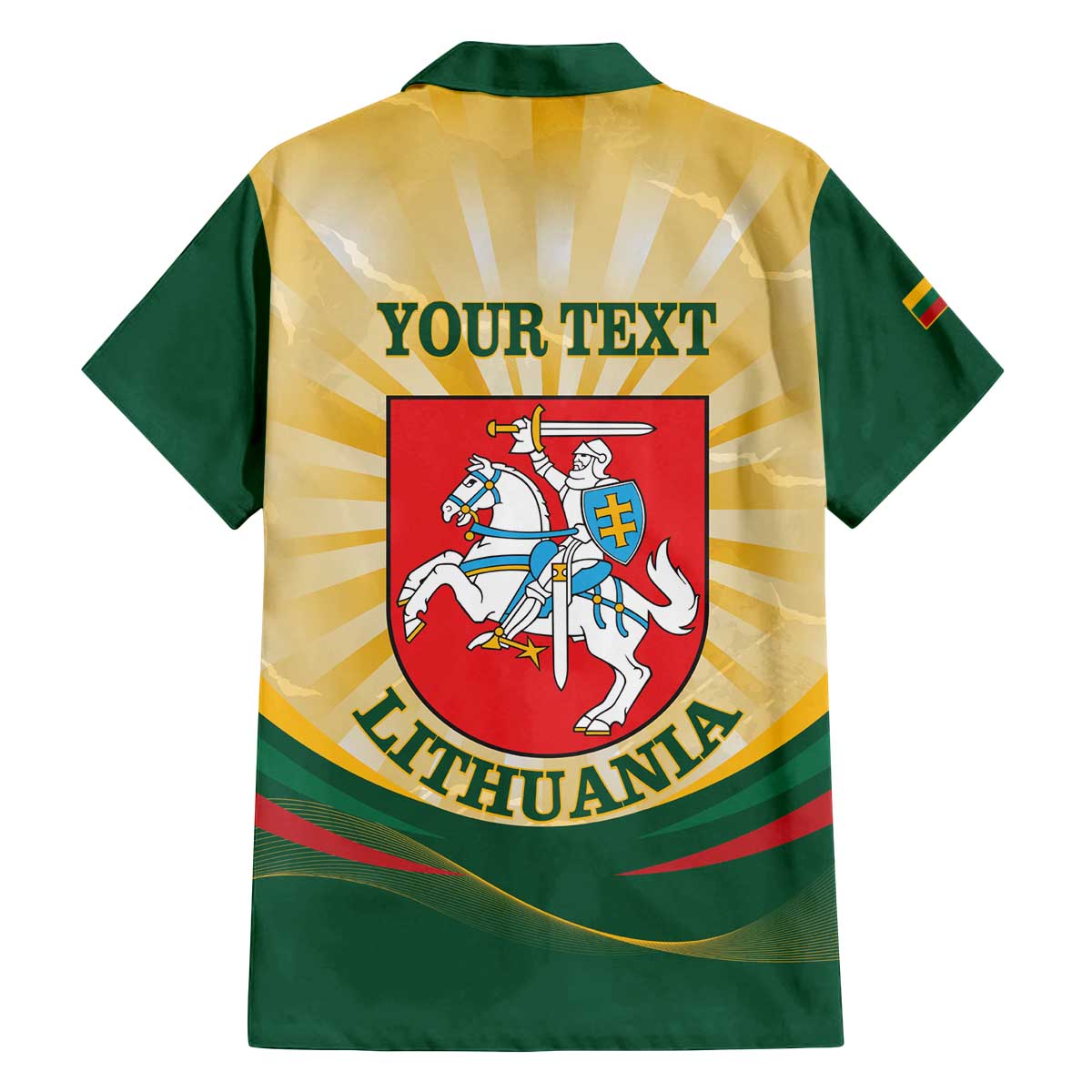 Personalised Lithuania Independence Day Family Matching Off The Shoulder Long Sleeve Dress and Hawaiian Shirt Coat Of Arms Proud - Wonder Print Shop