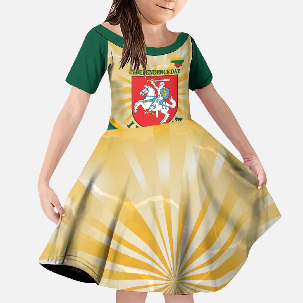 Personalised Lithuania Independence Day Family Matching Off Shoulder Maxi Dress and Hawaiian Shirt Coat Of Arms Proud - Wonder Print Shop