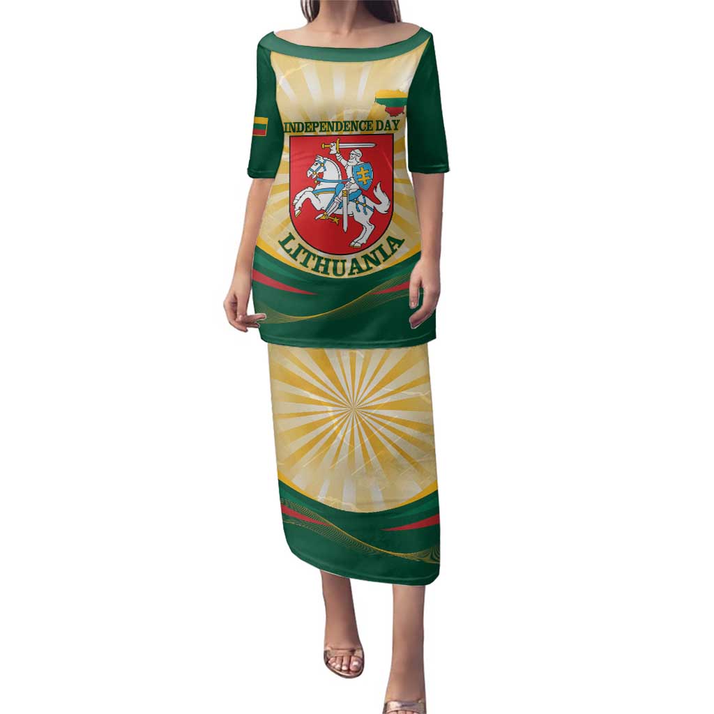 Personalised Lithuania Independence Day Family Matching Puletasi and Hawaiian Shirt Coat Of Arms Proud - Wonder Print Shop