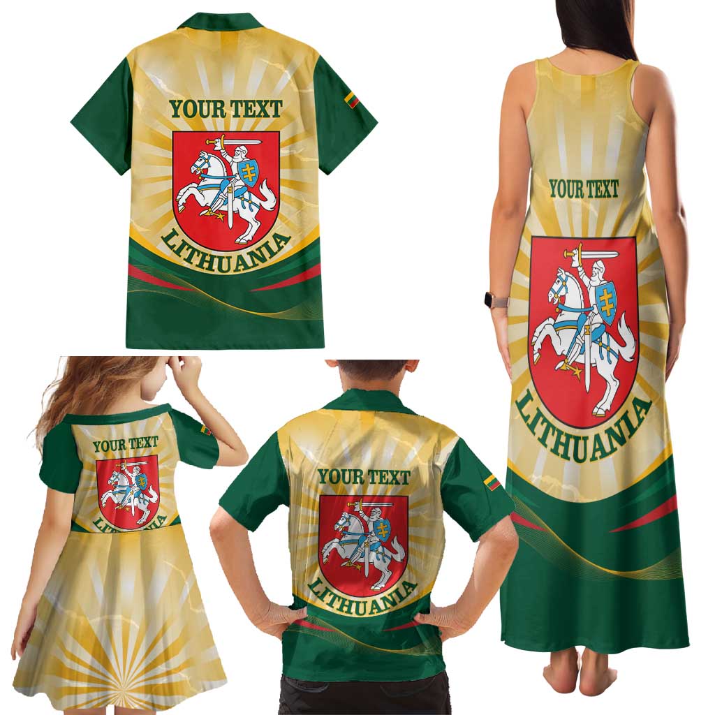Personalised Lithuania Independence Day Family Matching Tank Maxi Dress and Hawaiian Shirt Coat Of Arms Proud - Wonder Print Shop