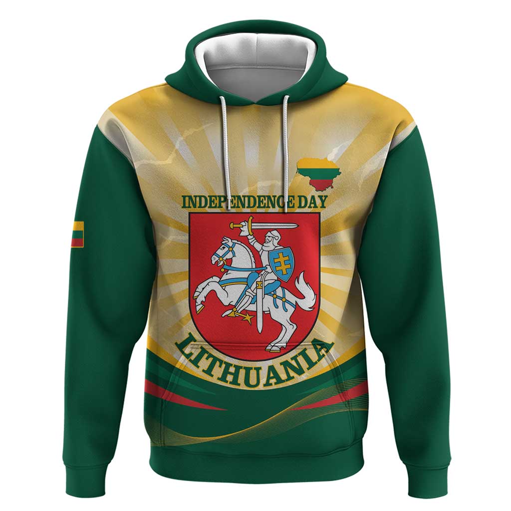Personalised Lithuania Independence Day Hoodie Coat Of Arms Proud - Wonder Print Shop