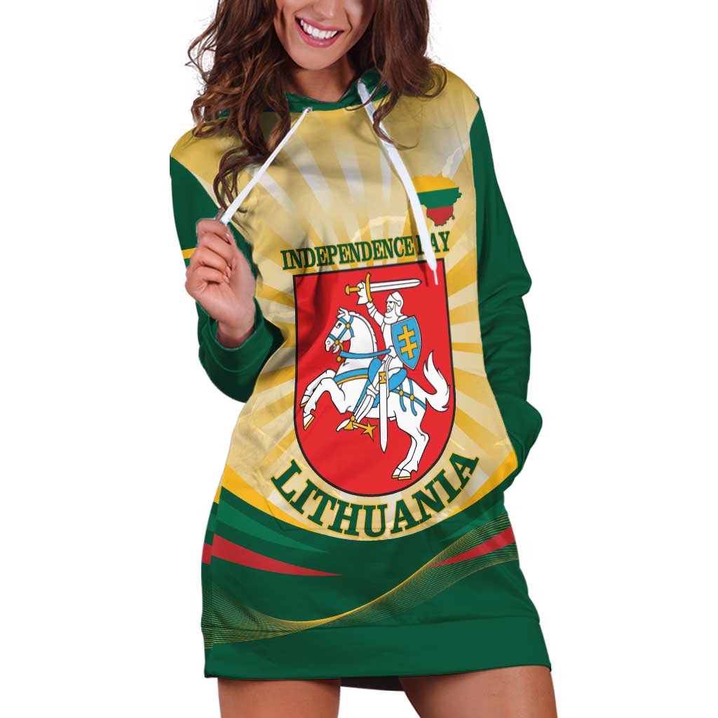 Personalised Lithuania Independence Day Hoodie Dress Coat Of Arms Proud - Wonder Print Shop
