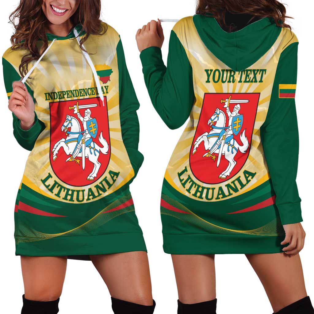 Personalised Lithuania Independence Day Hoodie Dress Coat Of Arms Proud - Wonder Print Shop