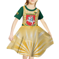 Personalised Lithuania Independence Day Kid Short Sleeve Dress Coat Of Arms Proud - Wonder Print Shop