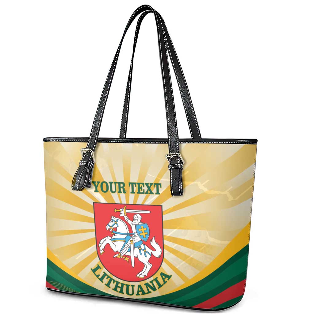 Personalised Lithuania Independence Day Leather Tote Bag Coat Of Arms Proud - Wonder Print Shop
