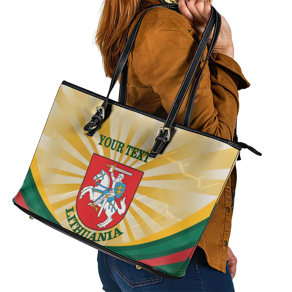 Personalised Lithuania Independence Day Leather Tote Bag Coat Of Arms Proud - Wonder Print Shop