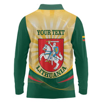 Personalised Lithuania Independence Day Long Sleeve Polo Shirt Coat Of Arms Proud - Wonder Print Shop