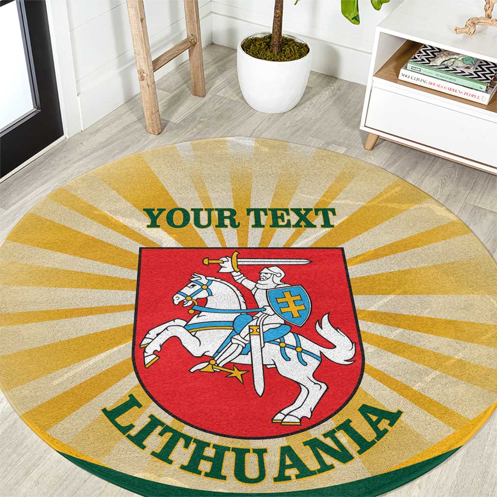 Personalised Lithuania Independence Day Round Carpet Coat Of Arms Proud