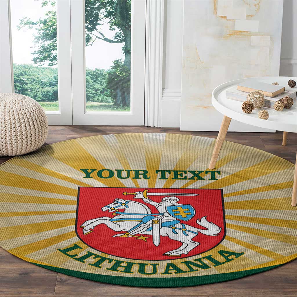 Personalised Lithuania Independence Day Round Carpet Coat Of Arms Proud